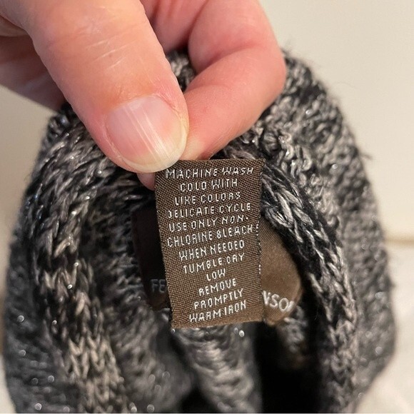 Fenn Wright Manson Cardigan Sweater Metallic Open Waterfall Black Gray Large - Picture 5 of 7